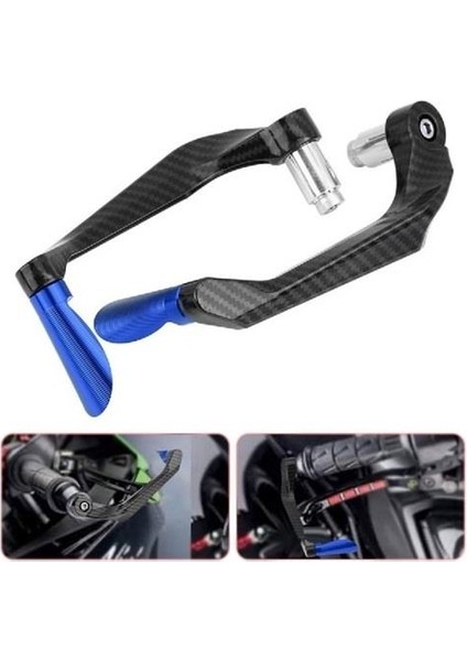 Motosiklet Manet Koruma Karbon Desen Mavi