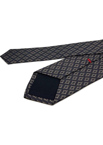 Venola Style Siyah - Kahve Motif Desen Italyan Ipek Kravat İK1754