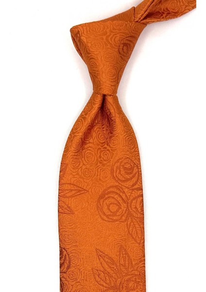 Bionca Style Turuncu Motif Desen Italyan Ipek Kravat İK1821