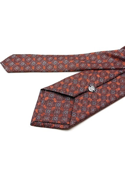 Turuncu Motif Desen Mendilli Klasik Kravat KK13060 modelleri