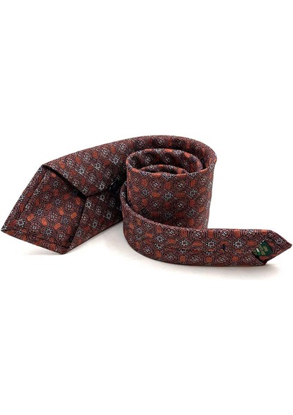 Turuncu Motif Desen Mendilli Klasik Kravat KK13060 indirimleri