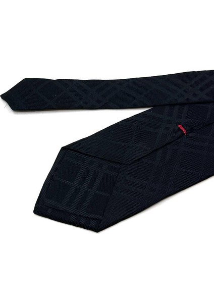 Manzolino Style Siyah Ekose Desen Italyan Ipek Kravat İK1853