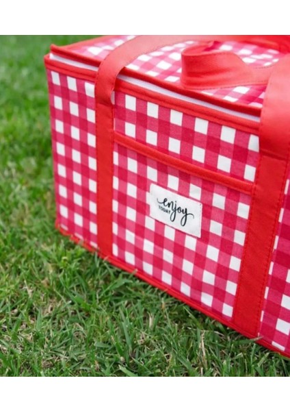 Büyük Boy Termo Lüks Kırmızı Piknik Çantası Yalıtımlı Plaj Çantası ve Kamp Çantası 35 x 20 x 20 cm modelleri