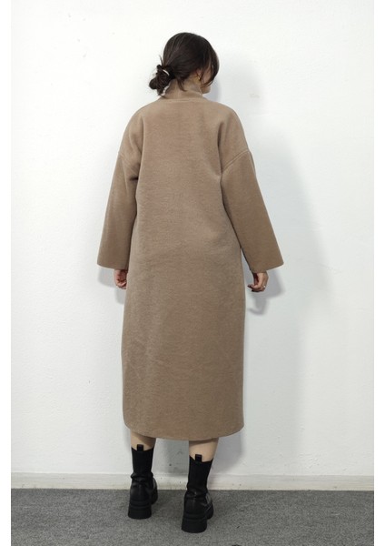 Keçe Kaşe Uzun Astarsız Kuşaksız Hırka Kaban 2541 modelleri