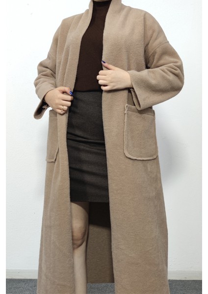 Keçe Kaşe Uzun Astarsız Kuşaksız Hırka Kaban 2541 fırsatları