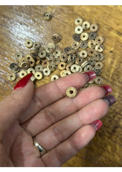 100 Adet 08 mm Delikli Bambu Ahşap Takı Boncuğu modelleri