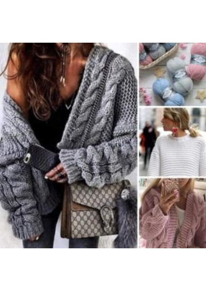 Alize Süperlana Midi El Örgü Ipi 5'li Paket Renk Kodu: 240 Kakao - 100 gr - 170 M modelleri