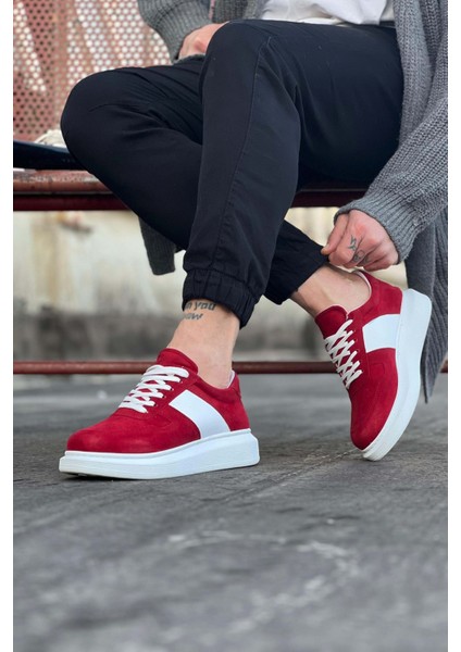 WG011 Kırmızı Süet Erkek Casual Ayakkabı modelleri