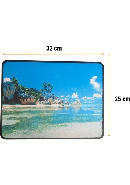 Byogalo® 25X32 cm Küçük Boy Mouse Pad Manzara Ada