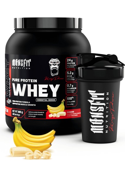 Whey Protein 885 G (26 Servis) - Kas Yapılanmasına Yardımcı (Muz Aromalı)