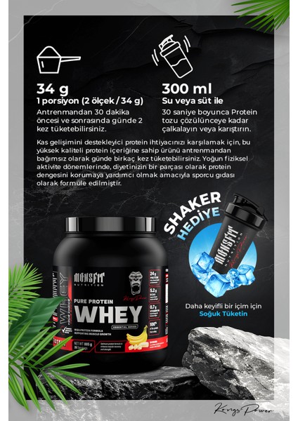 Whey Protein 885 G (26 Servis) - Kas Yapılanmasına Yardımcı (Muz Aromalı)