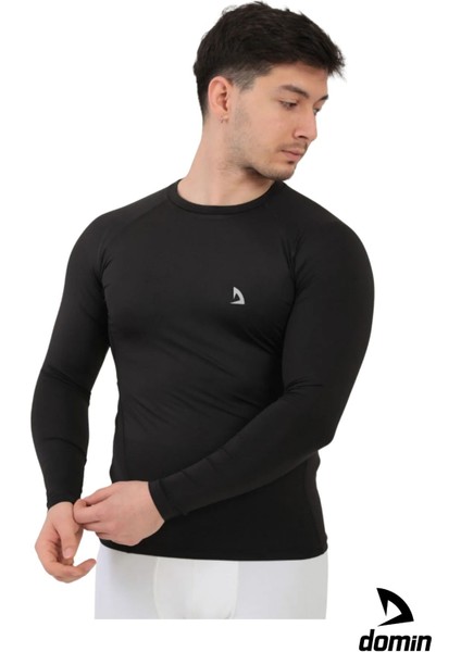 Erkek Siyah Uzun Kollu Compression Fitness Gym Body Tshirt DMN25478