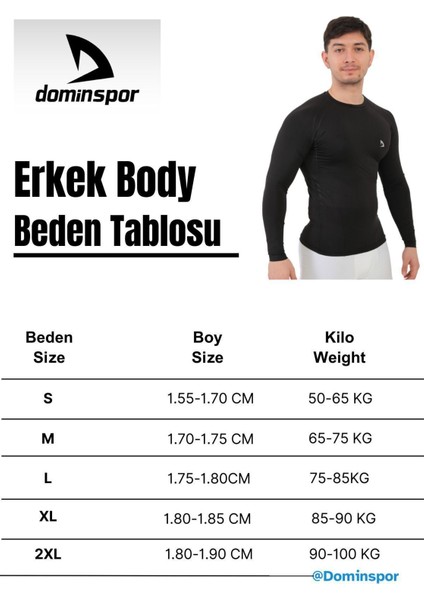 Erkek Siyah Uzun Kollu Compression Fitness Gym Body Tshirt DMN25478