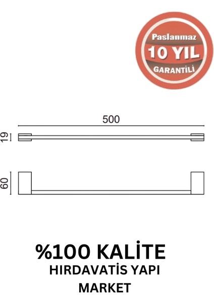 Paslanmaz Pirinç Titanik Uzun Havluluk 50CM Mat Siyah fiyatları