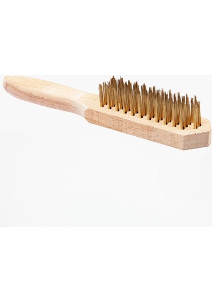 Ahşap Saplı Sarı Çelik Tel Fırça