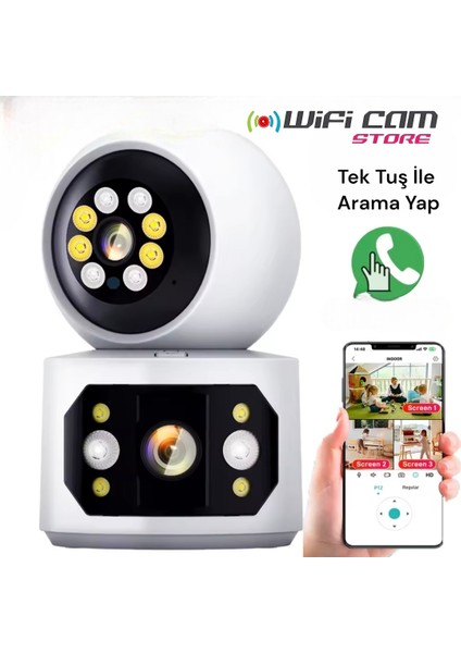 Çift Kameralı Wifi Iç Ortam Kamerası O-Kam Pro Yazılım Tek Tuş Ile Telefonu Arama Özelliği