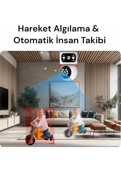 Çift Kameralı Wifi Iç Ortam Kamerası O-Kam Pro Yazılım Tek Tuş Ile Telefonu Arama Özelliği