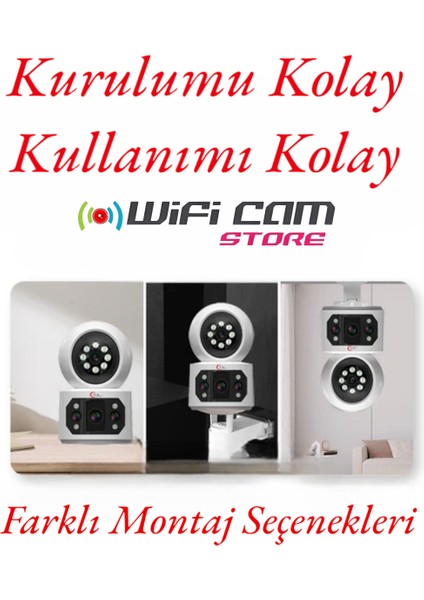 Çift Kameralı Wifi Iç Ortam Kamerası O-Kam Pro Yazılım Tek Tuş Ile Telefonu Arama Özelliği