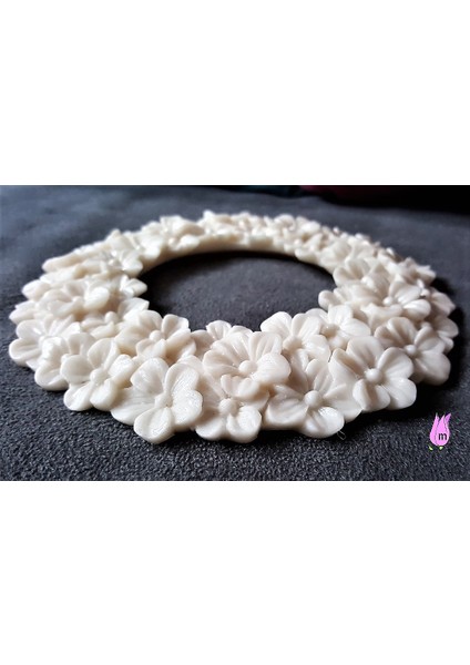 15CM Yuvarlak Çerçeve Menekşe Çiçek Silikon Kalıp K-191