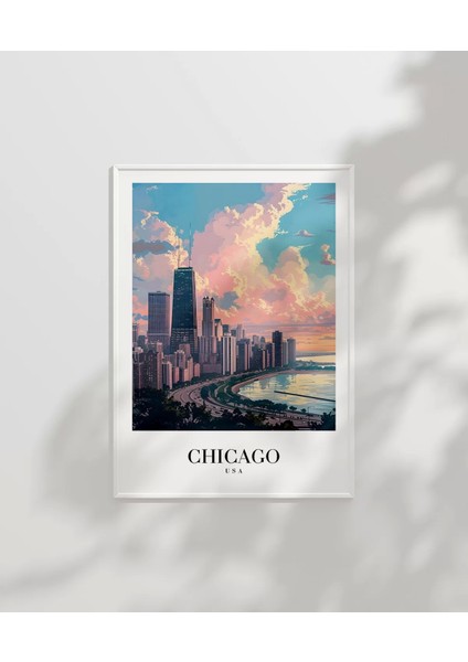 Çerçevesiz Poster Michigan Gölü Kıyısında Chicago