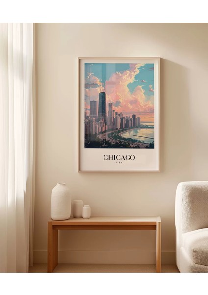 Çerçevesiz Poster Michigan Gölü Kıyısında Chicago