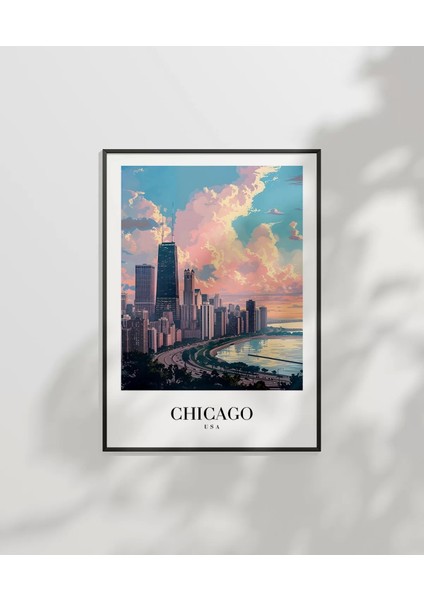 Çerçevesiz Poster Michigan Gölü Kıyısında Chicago