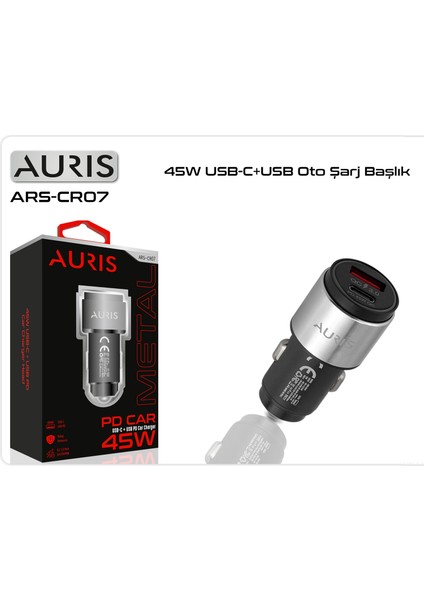 45 Watt Araç Şarj Cihazı Oto Çakmaklık Şarjı USB Pd Hızlı Şarj Qc 3.0 USB + USB C 2 Port Araç Şarjı Type C Giriş