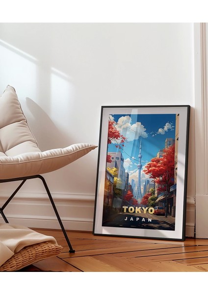 Çerçevesiz Poster Sonbahar Renkleriyle Tokyo Manzarası