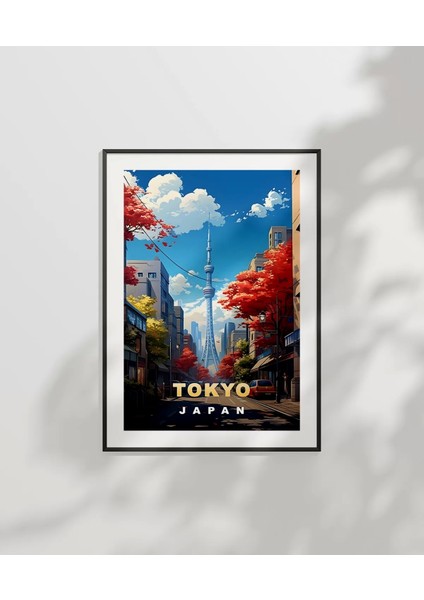 Çerçevesiz Poster Sonbahar Renkleriyle Tokyo Manzarası