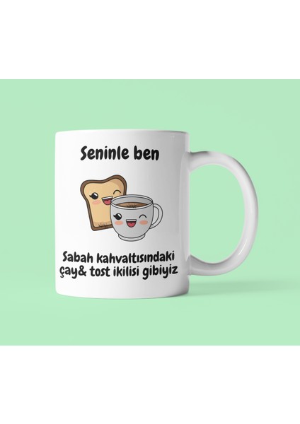 Çay Tost Ikilisi Sevgililer Günü Temalı Hayaller Aşk Hediyelik Baskılı Kupa Bardak fiyatları