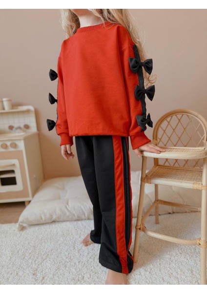 Fiyonk Desenli Eşofman-Sweatshirt 2 Iplik Mevsimlik Kız Çocuk Takım fiyatları
