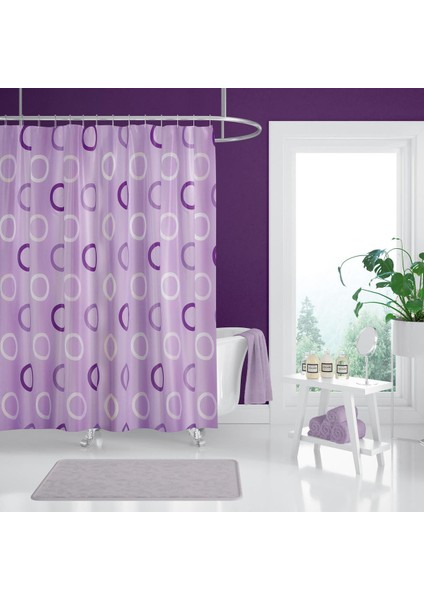 Banyo Perdesi 5033 Lila 1X180X200, Perde Borusu Askı Aparatı Köşe Boru Pembe Hediyeli, Duş Perdesi Seti fiyatları