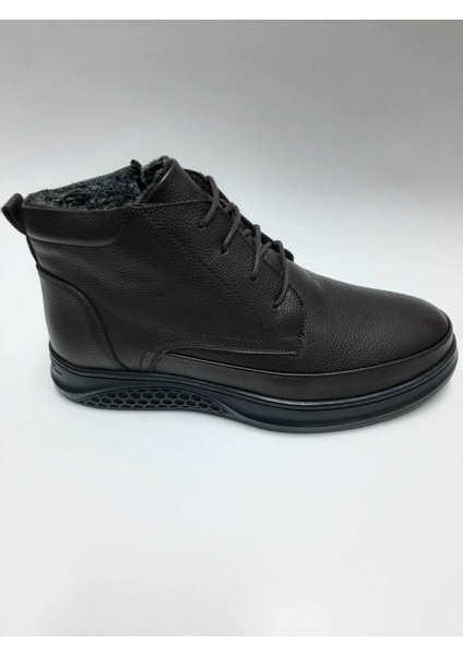 Hakiki Deri Esnek Yumuşak Bağcıklı Fermuarlı Kahverengi Kışlık Kauçuk Tabanlı Erkek Bot C-15123RTTO