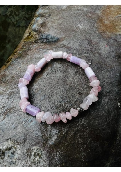 Sertifikalı Ametrin & Pembe Kuvars Tasarım Bileklik Orijinal Doğal Taş Aaa Kalite