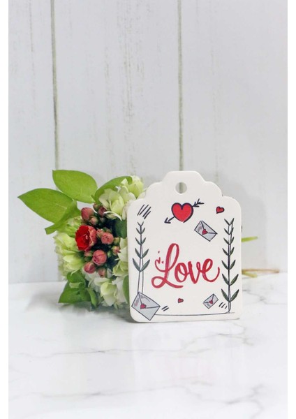 Sevgililer Günü Etiketi - Love Baskılı 50 Adet Etiket (4,5 x 6 cm )