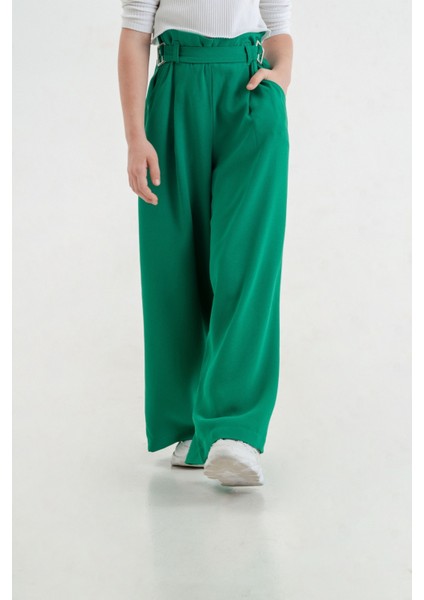 Kız Çocuk Tokalı Kemerli Keten Pantolon G2545 fiyatları