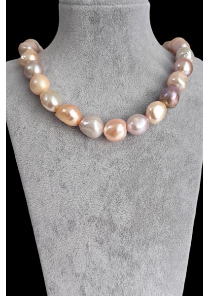 Hakiki Renkli Iri Barok Inci Kolye (Kültür Incisi) 925 Ayar Gümüşlü fiyatları