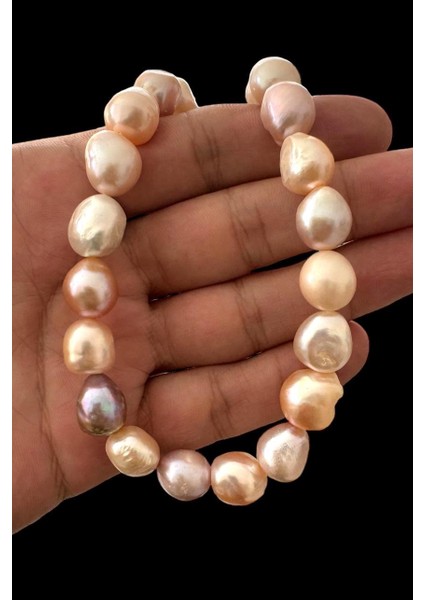 Hakiki Renkli Iri Barok Inci Kolye (Kültür Incisi) 925 Ayar Gümüşlü modelleri