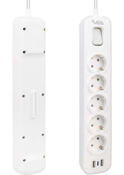 VE-NOVA105U A Class 5li 2 Usbli Anahtarlı 1.5 Metre Akım Korumalı Grup Priz (Made In Malaysıa) fiyatları