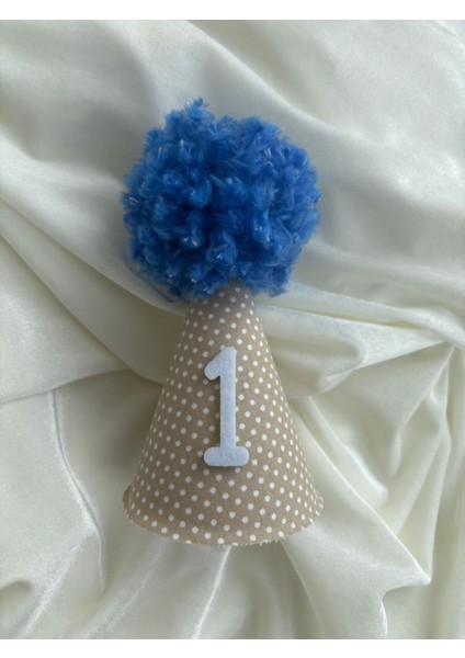 1yaş Doğum Günü Şapkası Mavi Ponponlu - Kukuleta fiyatları