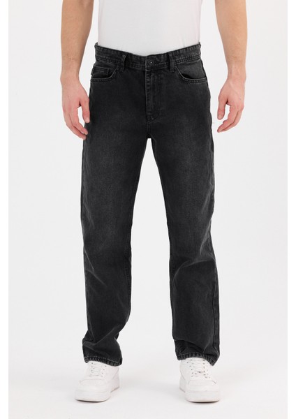 Erkek Baggy Kot Pantolon Siyah Renk Kar Yıkama B480-02