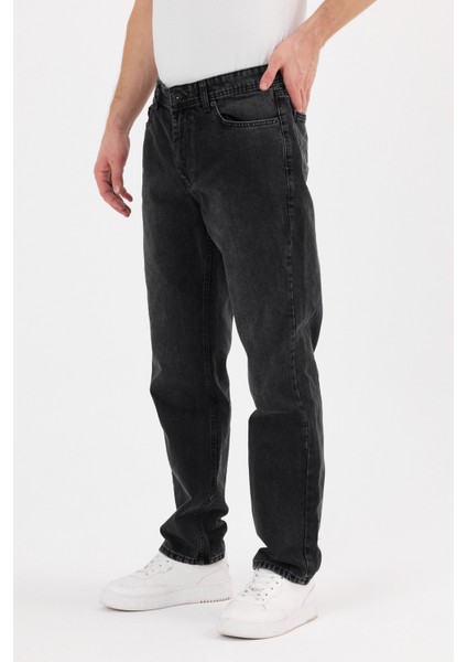 Erkek Baggy Kot Pantolon Siyah Renk Kar Yıkama B480-02