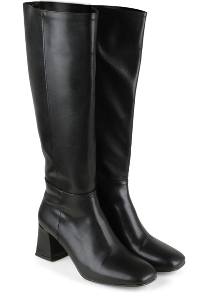 Kadın Fermuar Detay Diz Altı Topuklu Çizme modelleri