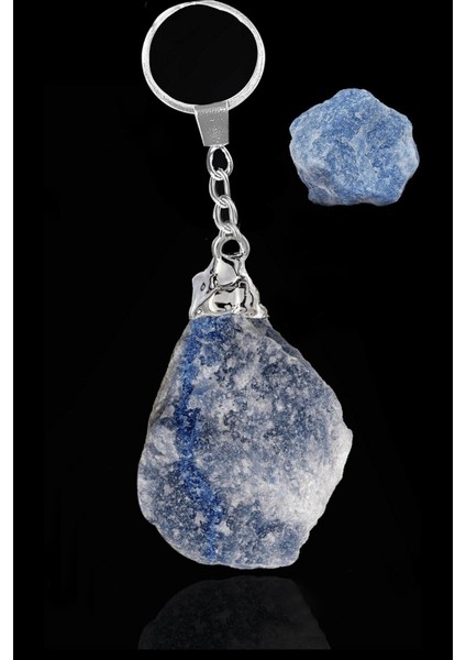 Sertifikalı Ham Işlenmemiş Model Angelit Taşı Doğal Taş Anahtarlık (Melek Taşı)