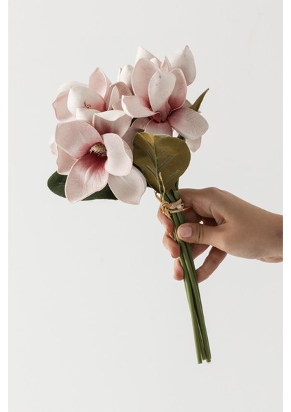 Yapay Lüx Lateks Manolya Demeti 33CM Açık Kahve 7 Kafa