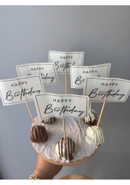 Happy Birthday - Doğum Günü Kutlama Cupcake Bayrağı / 6 Adet