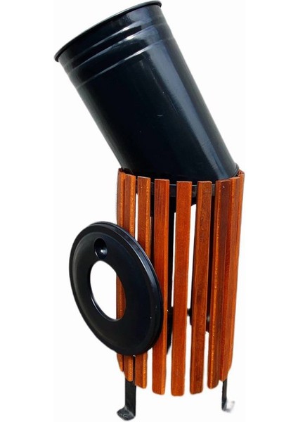 Kapaklı Ahşap Kaplamalı Metal Dış Mekan Bahçe Çöp Kovası-Kapıönü fırsatları