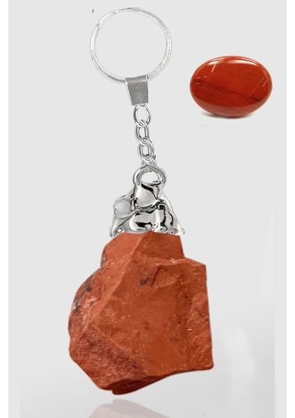 Sertifikalı Ham Işlenmemiş Model Kırmızı Jasper Taşı Doğal Taş Anahtarlık