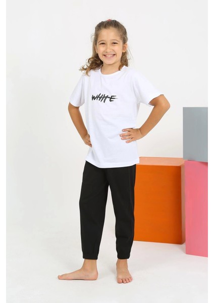 Kız Çocuk Kısa Kol Beyaz Penye Pijama Takım 20432 fırsatları