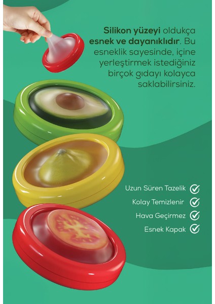 3lü Buzdolabı Için Yarım Meyve ve Sebze Koruma Kabı - Limon, Soğan, Domates Saklama Kutusu Renkli fırsatları